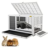 COZIWOW Indoor Outdoor Rabbit Hutch,Small Animal Houses & Habitats, Large Bunny Cage with Removable Tray, Single Level Guinea Pig Hamster Hutch