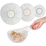 100 Reusable Elastic Food Storage Covers, Plastic Bowl Covers with Elastic Edging, Stretchable Plastic Food Wraps, Elastic Covers for Storage Containers- Available in 3 Sizes