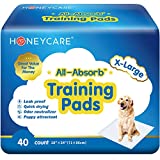 Honey Care All-Absorb, X-Large 28" x 34", 40 Count, Dog and Puppy Training Pads, Ultra Absorbent and Odor Eliminating, Leak-proof 5-Layer Potty Training Pads with Quick-dry Surface , Blue