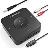 Avantree TC417 Bluetooth Transmitter Receiver for TV, Optical Digital Toslink, Volume Control for 3.5mm AUX, RCA, 20H Playtime, aptX Low Latency Wireless Audio Adapter for Headphones, Home Stereo