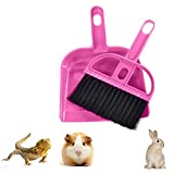 Mini Dustpan and Broom Set,Small Animal Cage Cleaner for Reptile, Hedgehog,Eopard Gecko Hamsters,Degus,Chinchilla,Guinea Pig,Bunny,Cleaning Tool Set for Animal Litter (1 Pack) (Pink)