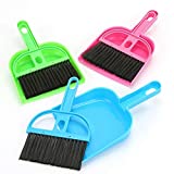 TXIN Set of 3 Mini Dustpan and Broom Set, Pet Cage Broom Brush Dustpan Desktop Sweep Cleaning Brush for Reptile, Hedgehog, Hamsters, Chinchilla, Guinea Pig, Rabbits and Other Small Animals