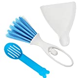 Yu-Xiang SEIS 3 Pack Hamster Dustpan and Broom Set Mini Guinea Pig White Dancer Design Besom Chinchillas Sweeper Cavy Cage Clean Hedgehogs Scooper for Small Animal (Blue)