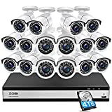 ZOSI H.265+ 16 Channel Security Camera System 1080p,16 Channel DVR with Hard Drive 4TB and 16 x 1080p Surveillance CCTV Camera Outdoor Indoor with 120ft Night Vision,105Wide Angle, Remote Access