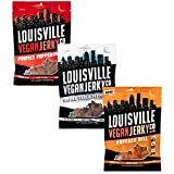 Louisville Vegan Jerky - Variety Pack, Vegetarian & Vegan-Friendly Jerky, 18-21 Grams of Protein, Includes Smoked Black Pepper, Perfect Pepperoni, & Buffalo Dill (3 oz, 3-Pack)