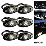 LEDMIRCY LED Rock Lights White 6PCS for Off Road Truck Auto Car Boat RZR ATV SUV Waterproof High Power Neon Trail Rig Lights Shockproof(Pack of 6,White)