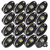 LEDMIRCY LED R1 Rock Lights White 16PCS for Je ep Trucks RZR Off Road Boat Car Auto ATV UTV SUV Underglow Trail Trai Rig Lights Underbody Neon Lights High Power Waterproof Shockproof(16PCS-White)