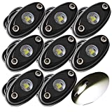 LEDMIRCY LED Rock Lights White 8PCS for Off Road Truck Car Boat ATV SUV Waterproof High Power Underbody Neon Trail Lights Underglow Lights Interior Exterior Shockproof(8PCS-White)