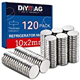 DIYMAG 120Pcs Refrigerator Magnets 10x2mm Premium Brushed Nickel Small Round Cylinder Fridge Magnet, Perfect to use as Office Magnets, Dry Erase Board Magnetic pins, Whiteboard, Map Pins