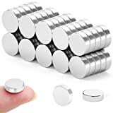 FINDMAG 50 Pieces 10 x 3 mm Fridge Magnets, Premium Brushed Nickel Refrigerator Magnets, Neodymium Magnet, Small Magnets, Mini Magnets, Magnets for Fridge, Magnets for Whiteboard, Magnets for Crafts