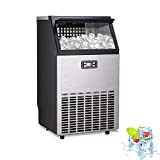 Kismile Commercial Ice Maker Machine, Automatic Water Inlet Stainless Steel Ice Machine Makes 100 LBS /24 H with 33 Pounds Storage Capacity,Ideal for Restaurants,Bars,Home and Office
