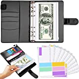 Black A6 Binder and 12 Clear Envelopes, Budget Binder and Cash Envelopes for Budgeting, Mini Binder Pockets Cash Envelope Wallet, Small Binder Budget Planner Cash Envelope Binder with Budget Envelopes