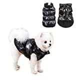 SunteeLong Dog Winter Coat Waterproof Puppy Dog Coat Cat Clothes Warm Lightweight Pet Vest Dog Vest Windproof Dog Snowsuit Warm Fleece Padded Winter Pet Clothes for Cat Small Dogs (Black XS)