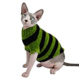 Sphynx Cat Clothes Super Soft Winter Warm Turtleneck Sweater Coat for Cats Pajamas for Cats and Small Dogs Apparel, Hairless cat Shirts Sweaters (Small (Pack of 1), Light Green)