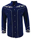 El General Men's Charro Shirt Camisa Charra Western Wear Color Blue Long Sleeve (X-Large)