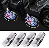 LED Car Door Lights Logo Projector for Alfa Romeo Ghost Lights Puddle Wireless Welcome Courtesy Emblem Lamp Compatible Stelvio , Giulia Mito, Giulietta Car Accessories (4pcs)