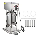 Happybuy Electric Stuffer 15L Stainless Steel Variable Speed Vertical Meat Filler Automatic Sausages Maker Machine with 4 Filling Funnels