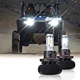 kemimoto Upgrade LED Head Light Bulbs, IP65 Waterproof UTV LED Headlight Light Bulb with Hi/Lo Beam Compatible with Polaris Ranger RZR 570 800 1000 XP General # 4012279 (2 PCS)