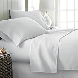 Pure Egyptian King Size Cotton Bed Sheets Set (King, 800 Thread Count) White Bedding and Pillow Cases (4 Pc) – Egyptian Cotton Sheets King Size Bed- Sateen Sheets - 18” Deep Pocket King Sheets
