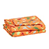 Amazon Basics Kids Dinosaur Squad Soft, Easy-Wash Microfiber Sheet Set - Twin, Oh So Orange Dinosaurs