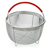 Original Salbree Steamer Basket for 6qt Instant Pot Accessories, Stainless Steel Strainer and Insert fits IP Insta Pot, Instapot 6qt, Other Pressure Cookers and Pots, Premium Silicone Handle