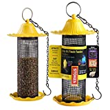 Finch Bird Feeders For Outside [Set of 2] 0.7 LB Capacity Yellow Wild Bird Feeders, Seeds Attracts Small Birds To Backyard & Garden. Tube Bird Feeders For Outdoors.