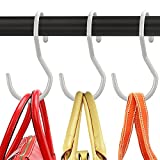 HiGift 8 Pack Closet Hooks for Bags, Unique Twist Design Purse Hanger Closet Organizer, Large Size Closet Rod Hooks for Hanging Purses, Handbags, Belts, Scarves, Hats,Clothes, Pans and Pots - White