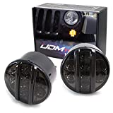 iJDMTOY (2 Smoked Lens LED Front Turn Signal Lamp Assembly Compatible With Jeep 2007-17 Wrangler (White LED Vertical Bars For Driving/DRL & Amber LED Dots For Turn Signal Lights)