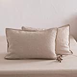 ATLINIA 100% Linen Pillowcases Set of 2, Standard Size 20'' x 26'' Pillow Case, Linen Pillow Sham Flax