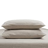 TOSMO Pure Linen Pillowcases 1 Pair, 100% French Natural Linen Flax Bedding Pillowcases (King, 2 Pillowcases 20x40 inches)- Natural