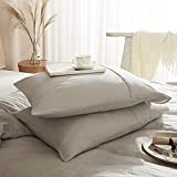 HYPREST 100% French Linen Pillowcase Stone Washed, Pillow Shams Set of 2 Standard Size, Super Soft & Breathable & Moisture-Absorbing, Envelope Design (20" X 26")