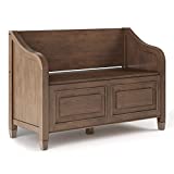 SIMPLIHOME Connaught SOLID WOOD 42 inch Wide Entryway Storage Bench with Safety Hinge, Multifunctional Transitional inRustic Natural Aged Brown