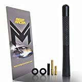 Mega Racer 5" 127 mm Carbon Fiber Polished Finish Black Short Automotive Antenna with Internal Copper Coil AM FM Compatible for Car and Truck Vehicle, 1 Piece