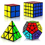 Speed Cube Set, Puzzle Cube, Magic Cube 2x2 4x4 Pyraminx Pyramid Megaminx Fenghuolun Puzzle Cube Toy Gift for Children Adults, Pack of 5