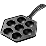 WUWEOT Nonstick Stuffed Pancake Pan, 1.9" Diameter Cast Iron Aebleskiver Griddle Pan for Making Munk, Pancake Balls, Poffertjes, Puffs, Takoyaki, Banh Khot, Thai Kanom Krok (Dark Gray)