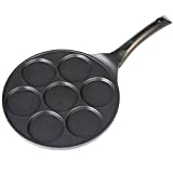 Cainfy Pancake Pan Maker Nonstick Induction Compatible, 10.5 Inch Mini Non Stick Silver Dollar Grill Blini Griddle Crepe Pan,7 Molds Cake Egg Cooker Skillet for Kids Gifts,100% PFOA Free Coating