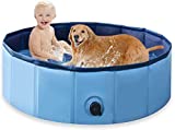 Roshty Foldable Dog Pool, 32'' Portable Pets Bathing Tub with Pet Brush,Kiddle Swimming Pools for Dogs,Cats Kids Indoor and Outdoor