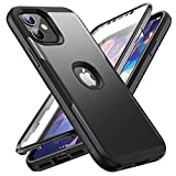 YOUMAKER Compatible with iPhone 12 & iPhone 12 Pro Case, Shockproof Cases with Built-in Screen Protector Full Body Protective Heavy Duty Cover for iPhone 12/ iPhone 12 Pro 6.1 inch, Black