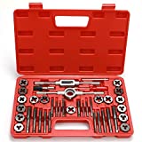 EFFICERE 40-Piece Premium Tap and Die Set - Metric Size M3, M4, M5, M6, M7, M8, M10, M12, Both Coarse and Fine Teeth | Essential Threading Tool Kit with Complete Handles, Accessories and Storage Case