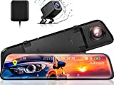 [2022 New] 12" 2.5K Mirror Dash Cam Touch Screen, Dual Sony IMX335 Sensor Front and Rear Backup Camera for Car, Loop Record/Park Mode & Voice Control, GPS Tracking, Super Night Vision, 170° Wide Angle