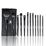 ACHORO 12 Pieces Soft Makeup Brush Set - Premium Quality Cosmetic Brushes for Foundation, Powders, Concealer, Blush, Highlighter, Eye shadow & Eyebrows – Personal & Professional Makeup Brushes Set (Black)