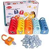 Dinhon ABC Learning Lock Educational Letter Combination-with 26 Locks, 26 Keys Montessori Preschool Alphabet Learning Game Early Education Toys