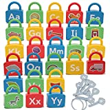 IQ Toys ABC Learning Locks Educational Alphabet Set - with 26 Locks, 26 Keys and 4 Keyrings Lock and Key Toy for Toddlers