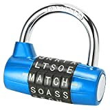 Gym Locker Lock,5 Letter Heavy Duty Alloy Padlock Password Sturdy Security Padlock-Easy to Set Your Own Keyless Resettable Combo-Blue