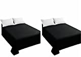 Sfoothome King Flat Sheets Black Top Sheets, Premium Hotel 2-Pieces, Luxury and Soft 1500 Thread Count Quality Bedding Flat Sheet