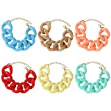 3/4/6 Pack Summer Bracelets Resin Link Bracelet Trendy Bracelet Colorful Bracelet For Women And Beach Bracelets Jewelry (6 Pack-Blue+Red+Yellow+Brown+Green+Pink)