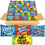 OREO Mini Cookies, CHIPS AHOY! Mini Cookies, SOUR PATCH KIDS Candy & Nutter Butter Bites Cookies & Candy Variety Pack, Christmas Cookies Stocking Stuffers, 32 Snack Packs
