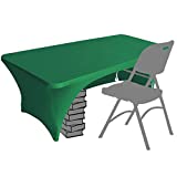 Eurmax USA Spandex Table Cover 6 ft. Fitted 30+ Colors Polyester Tablecloth Stretch Spandex Table Cover-Table Toppers,6 FT Table Cover Open Back（6Ft,Emerald Green）