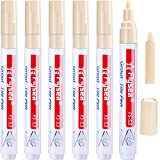 Outus 6 Pieces Grout Tile Pen Wall Grout Restorer Pen Repair Marker Grout Filler Pen for Restoring Tile Grout Wall Floor Bathrooms and Kitchen (Beige)