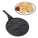 Emoji Smiley Face Pancake Pan - Non-stick Pan Cake Griddle with 7 Unique Flapjack Faces- Great Valentine's Day Gift